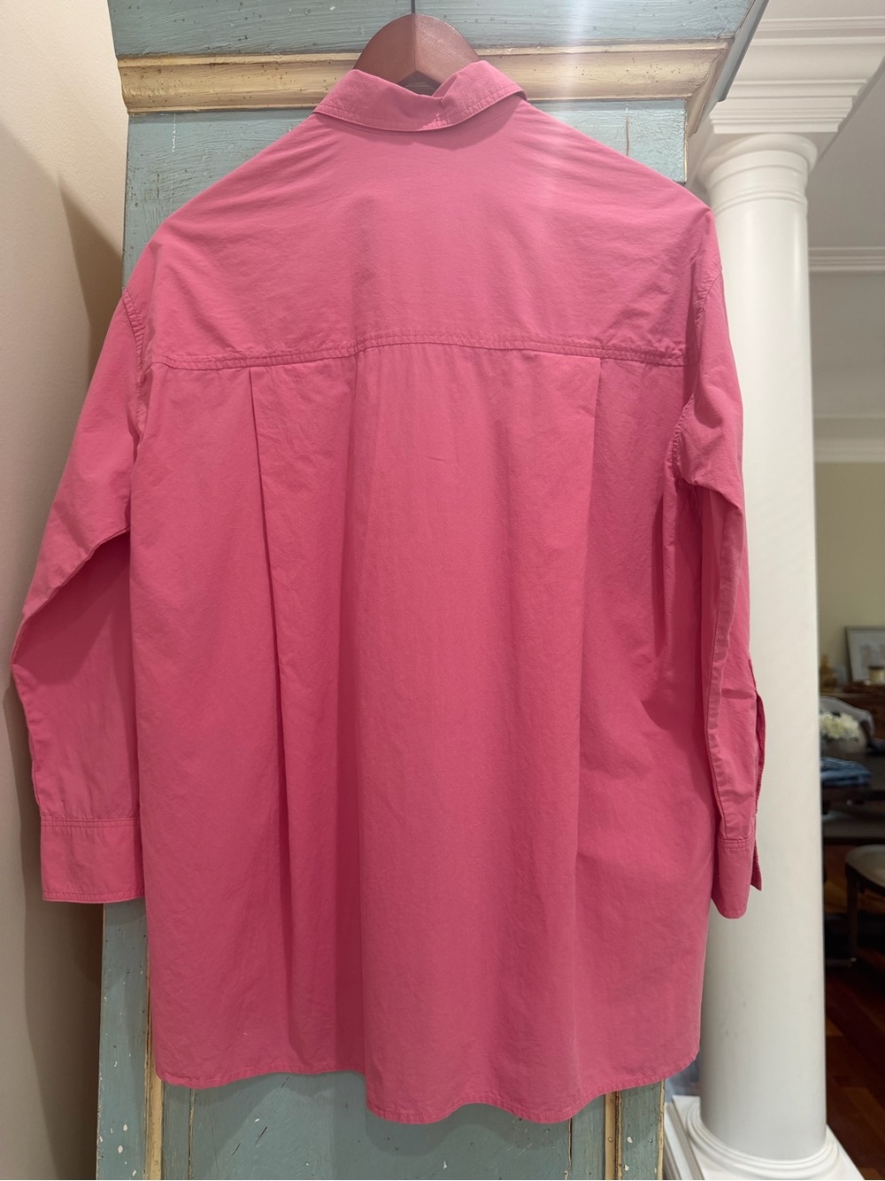 Madewell Pink Oversized Poplin Button Down Shirt Pocket Long Sleeve XXS XS - Picture 3 of 9